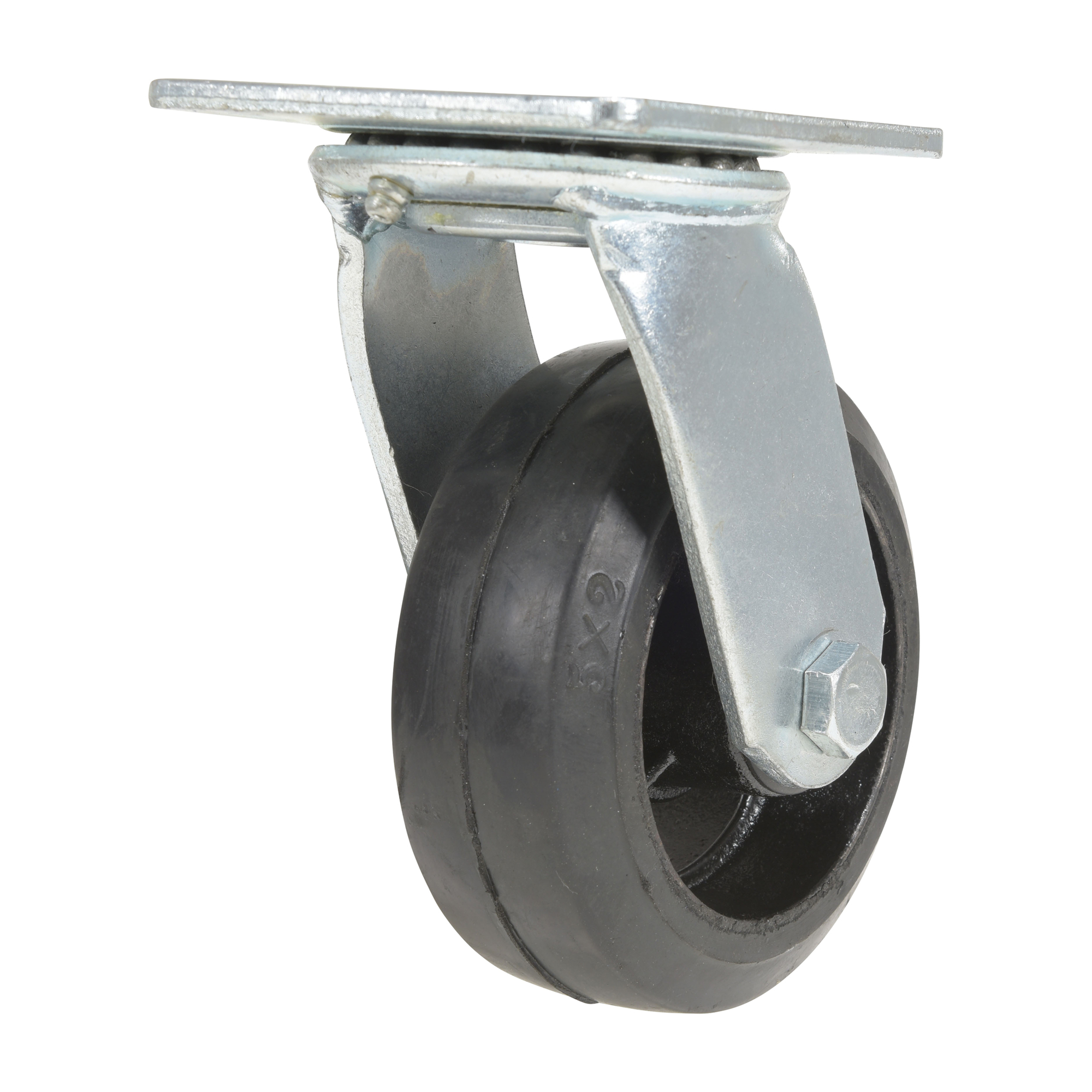 Vestil Rubber Swivel Caster - 5in. x 2in., 440-Lb. Capacity, Molded Rubber, Aluminum Core, Model# CST-VE-5X2MR-S